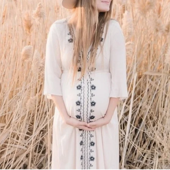 embroidered floral maternity dress Simkhai Raquel Embroidered Short Sleeve Mini Dress main image 1